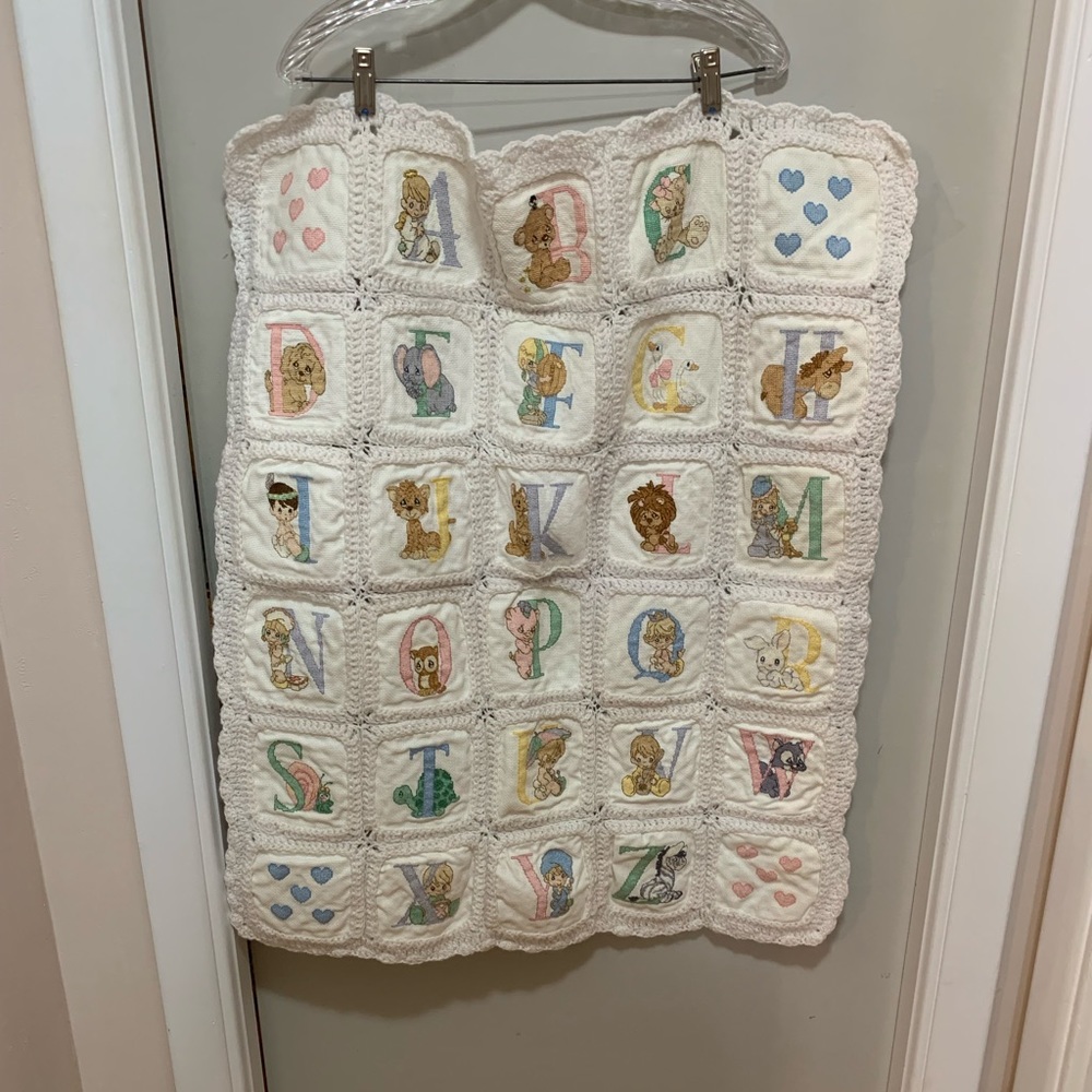 Vintage Crochet and cross stitch design blanket